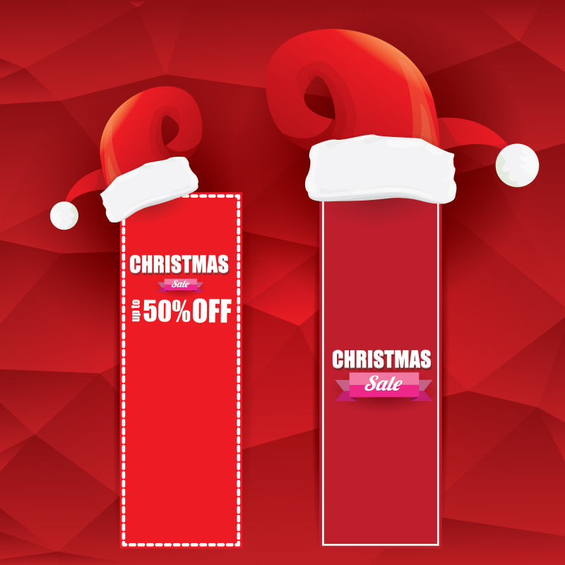 矢量红色圣诞帽元素销售标签设计
