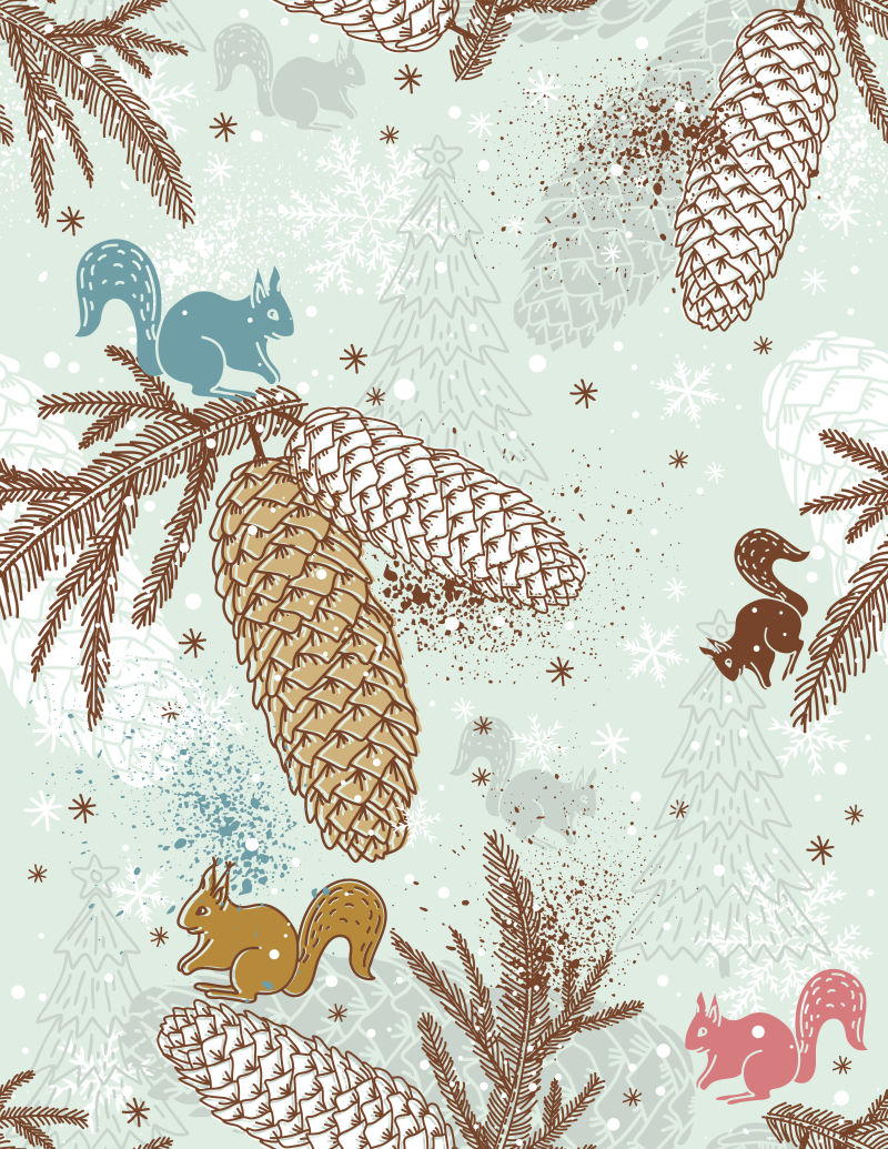 无缝矢量圣诞元素背景