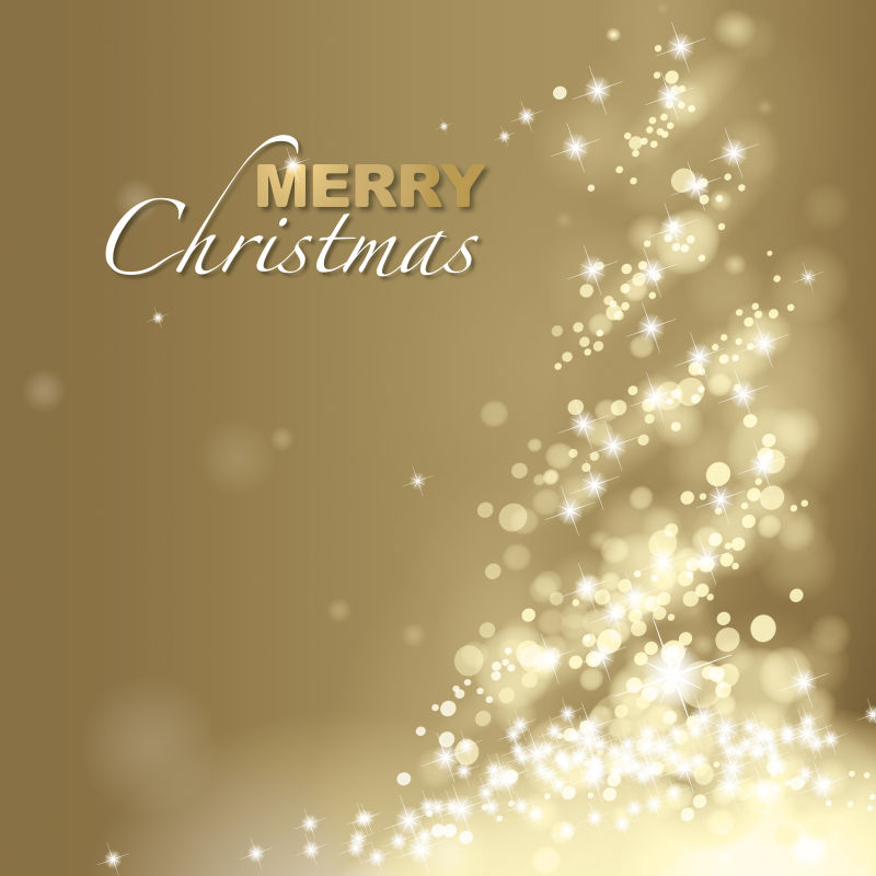 矢量金色圣诞树设计背景