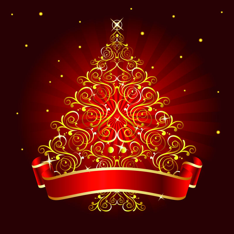 矢量创意金色圣诞树设计