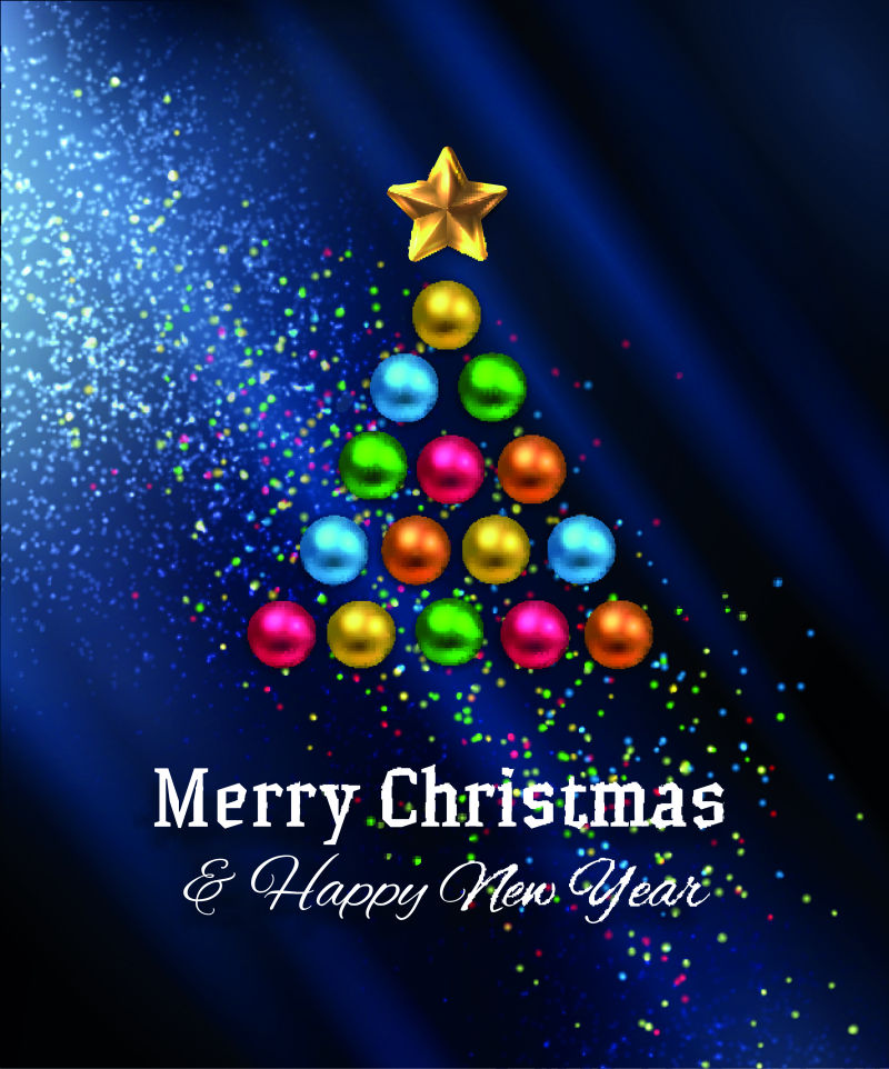 矢量彩色球创意圣诞树设计