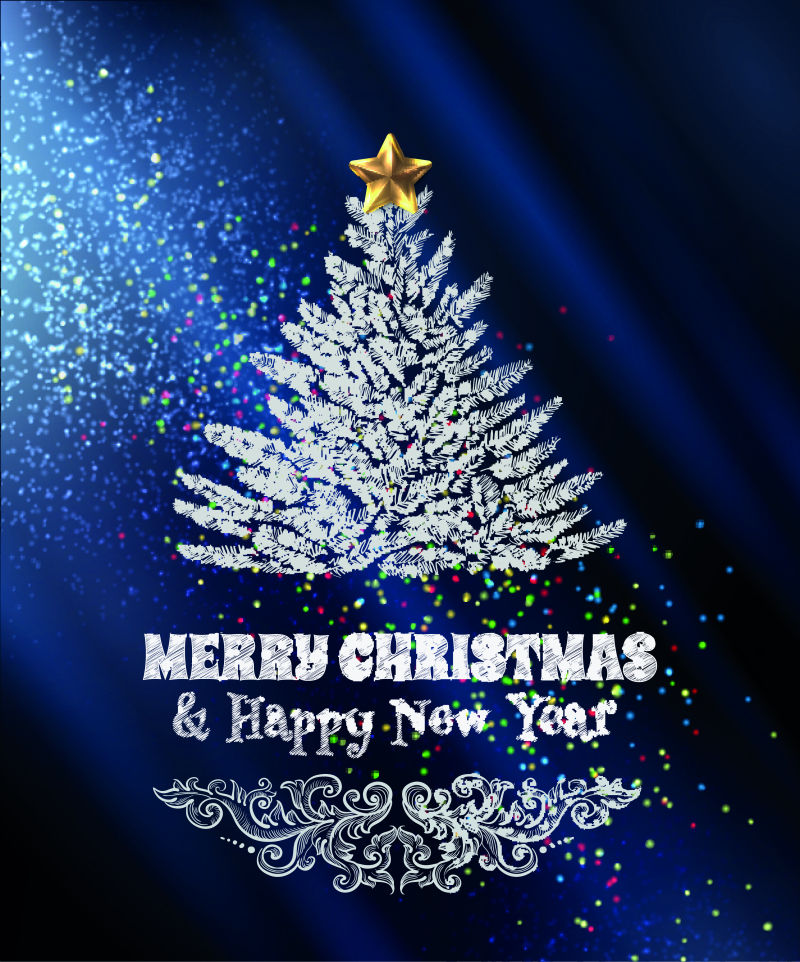 矢量抽象创意白色圣诞树设计