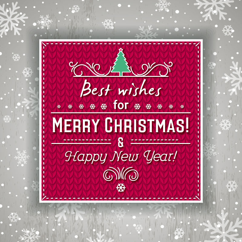 红色圣诞背景标签矢量插图