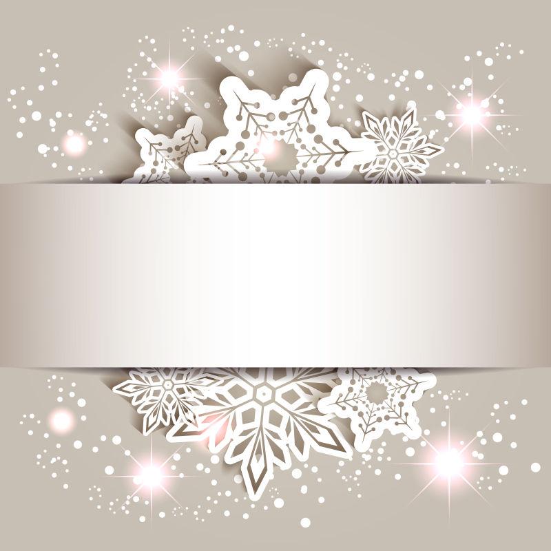 矢量闪闪发光的圣诞星雪花贺卡