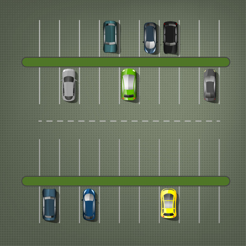 矢量停车场与汽车插图