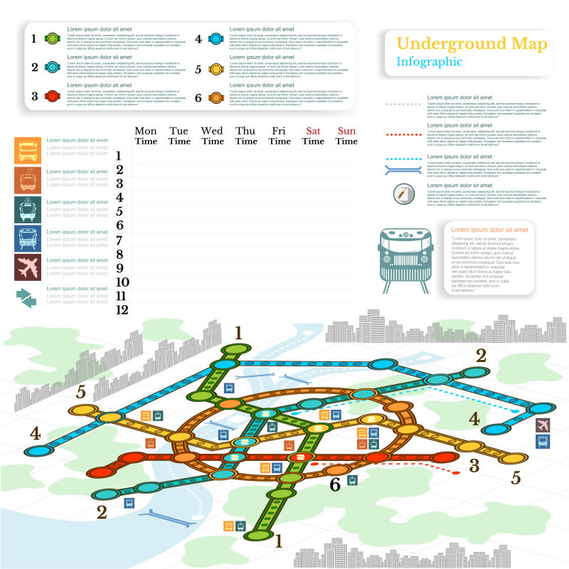 矢量城市交通信息图表