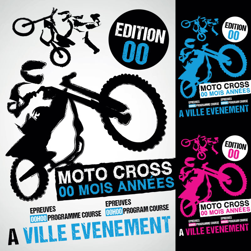 摩托车比赛复古海报矢量图