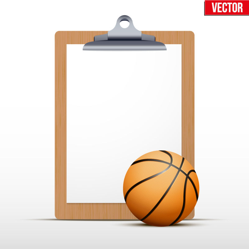 篮球便笺剪贴板的矢量图形