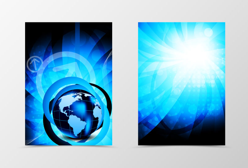 蓝色数字化地球图像矢量