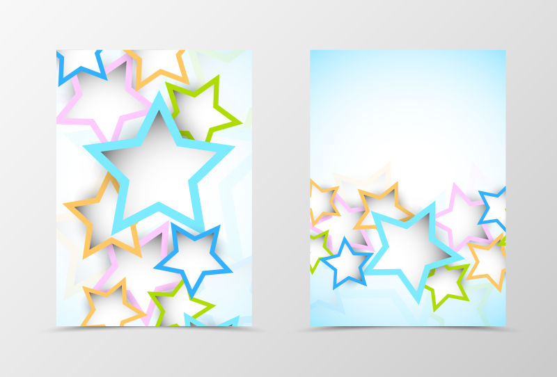 彩色五角星设计图像矢量