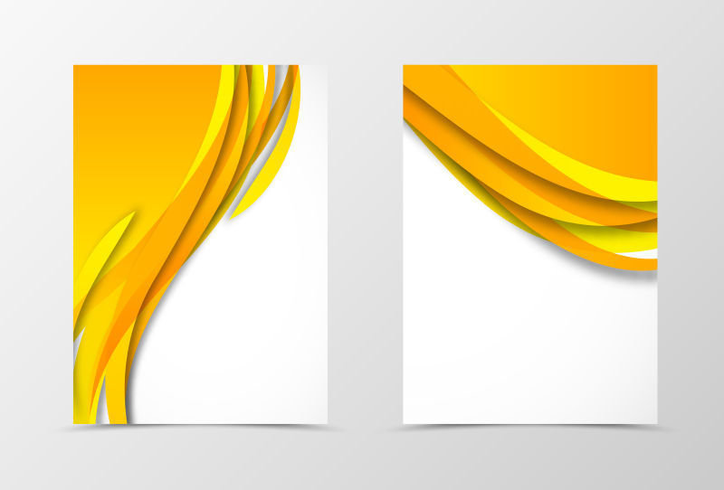 黄色弧面封面设计矢量