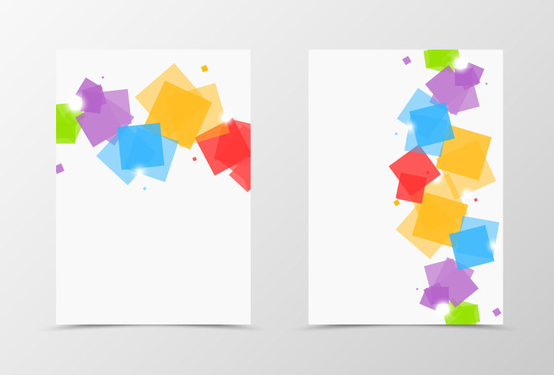 多色正方形组合封面设计矢量