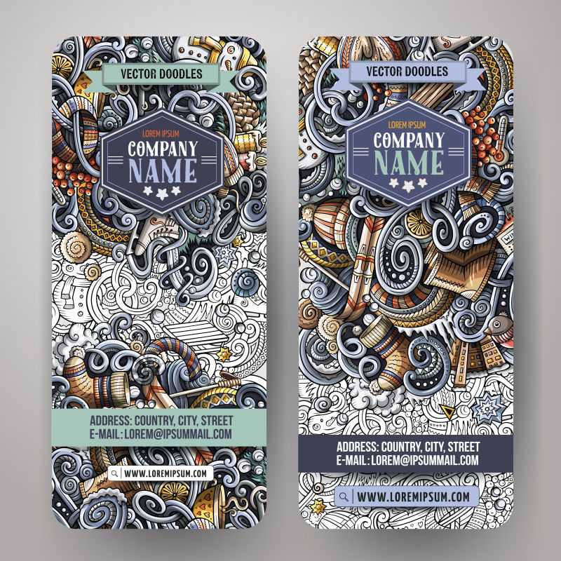 冬季手绘涂鸦企业横幅矢量图