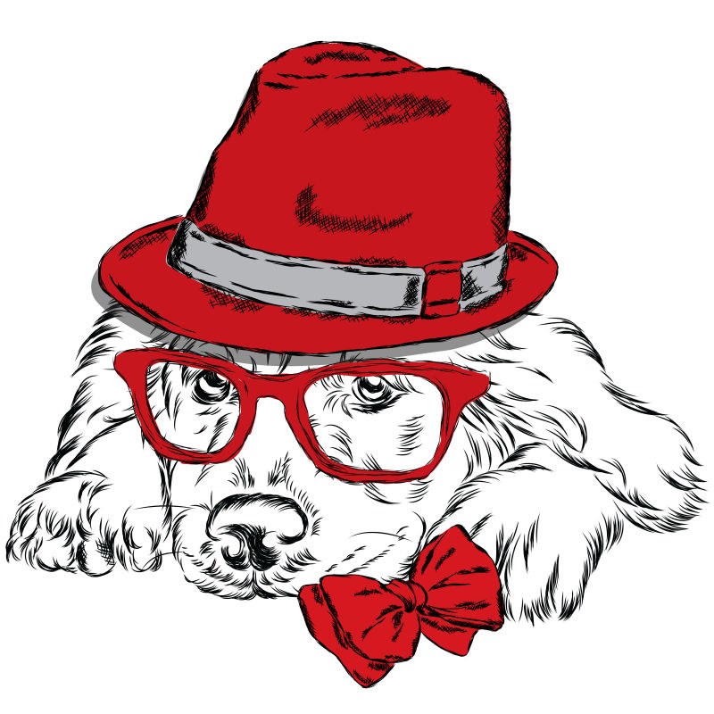 手绘时尚拉布拉多犬矢量卡通背景