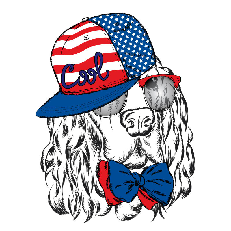 矢量卡通西班牙猎犬设计插图