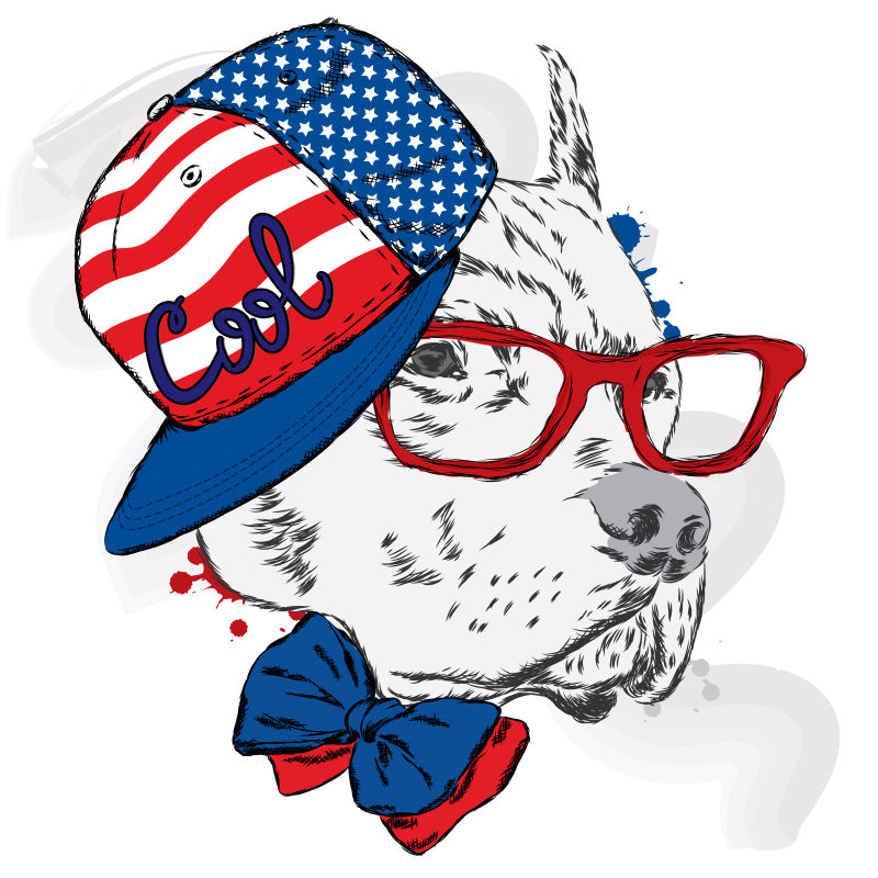 矢量卡通斗牛犬插图