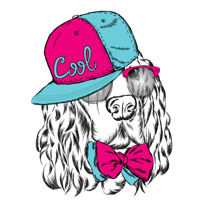 创意矢量卡通西班牙猎犬设计插图