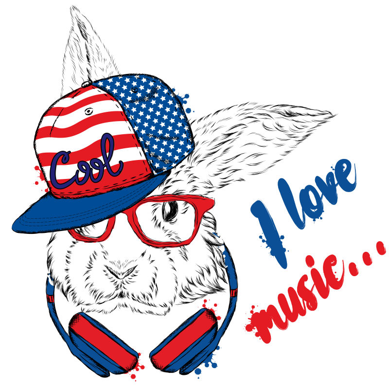 矢量卡通野兔插图