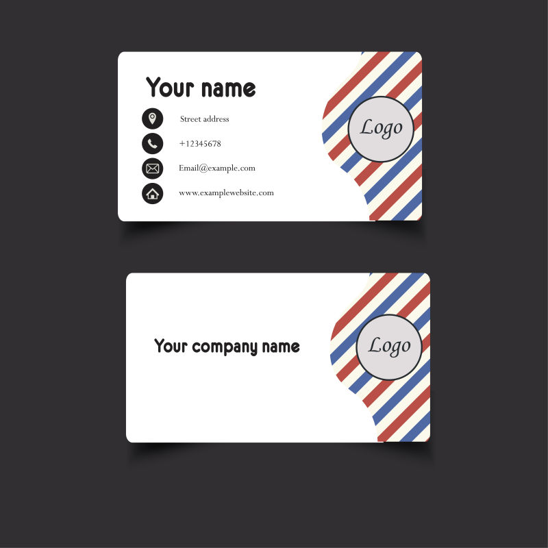 简约的白色彩条名片设计矢量图