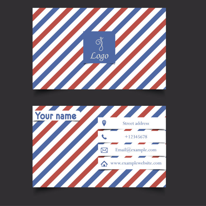 彩色条纹名片设计矢量图