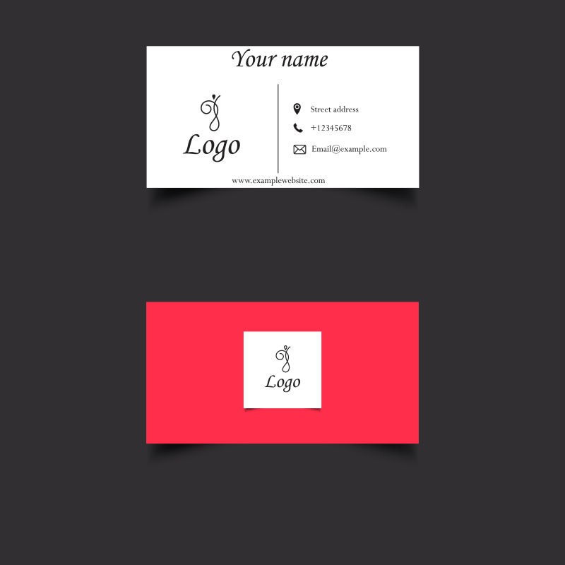 简约的红白名片设计矢量图