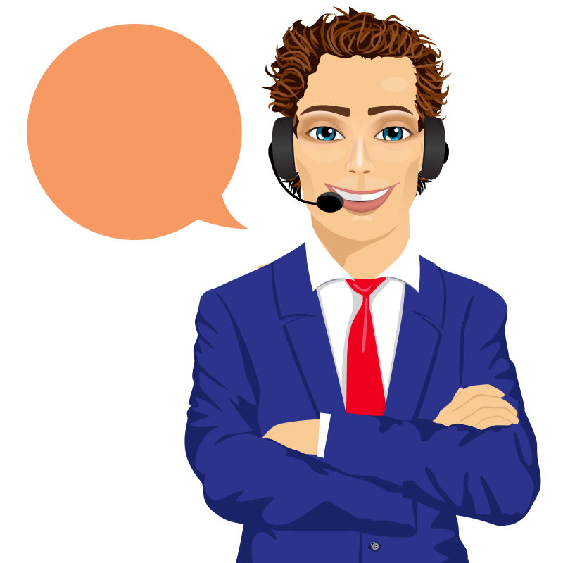 年轻男性客服代表矢量图