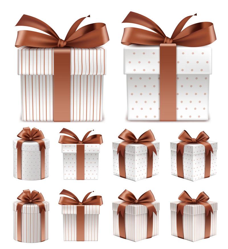 彩带彩礼礼品盒的真实3D采集矢量图