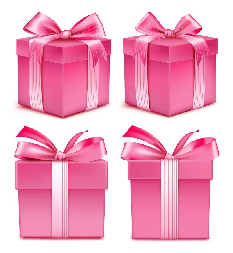 彩色彩带彩盒礼品盒3D实物收藏矢量