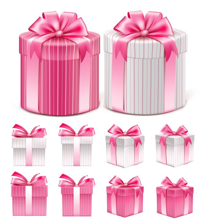 彩色彩带彩盒礼品盒矢量3D实物收藏
