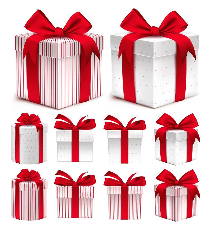 矢量的彩带彩礼礼品盒的真实三维采集