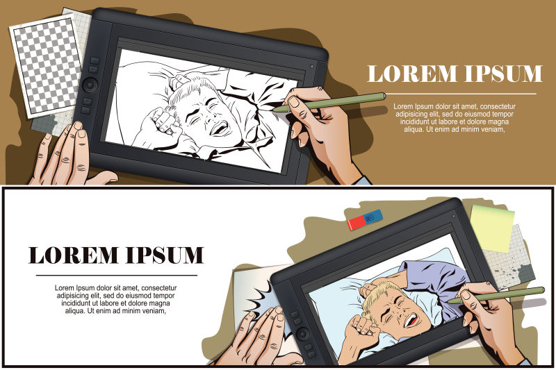 睡觉的男子漫画矢量横幅