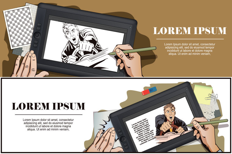 惊恐的开车男子漫画矢量横幅