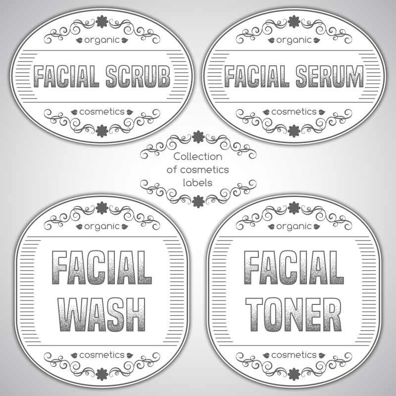 化妆品矢量灰白色标签贴纸