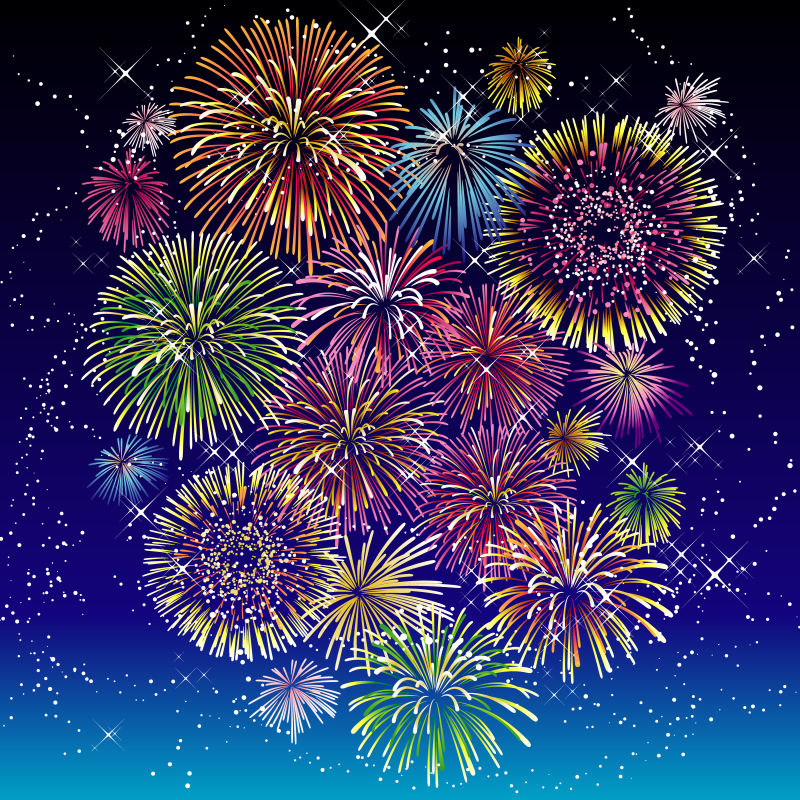 多彩烟花矢量