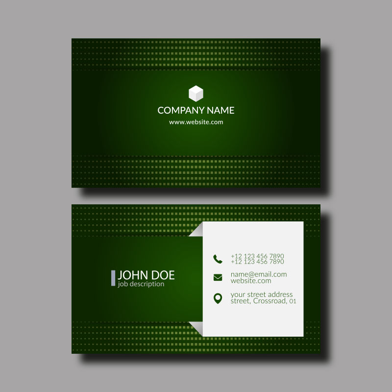 抽象的绿色波点名片设计矢量图