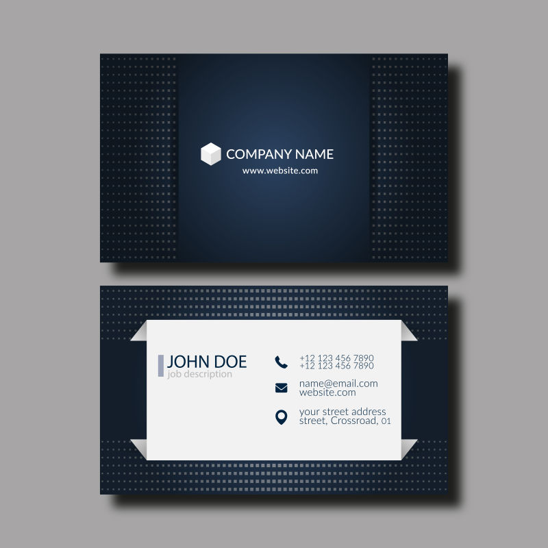 抽象的墨蓝色名片设计样板矢量图
