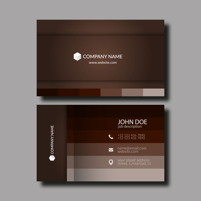 咖啡色简约名片设计矢量图