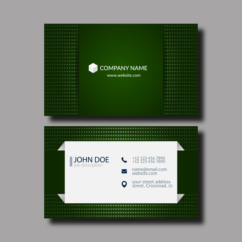 波点绿色名片设计矢量图