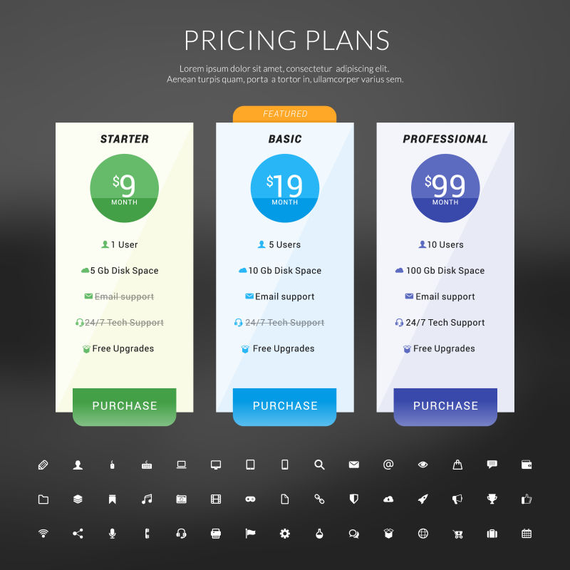 矢量商务网站定价标签设计插图