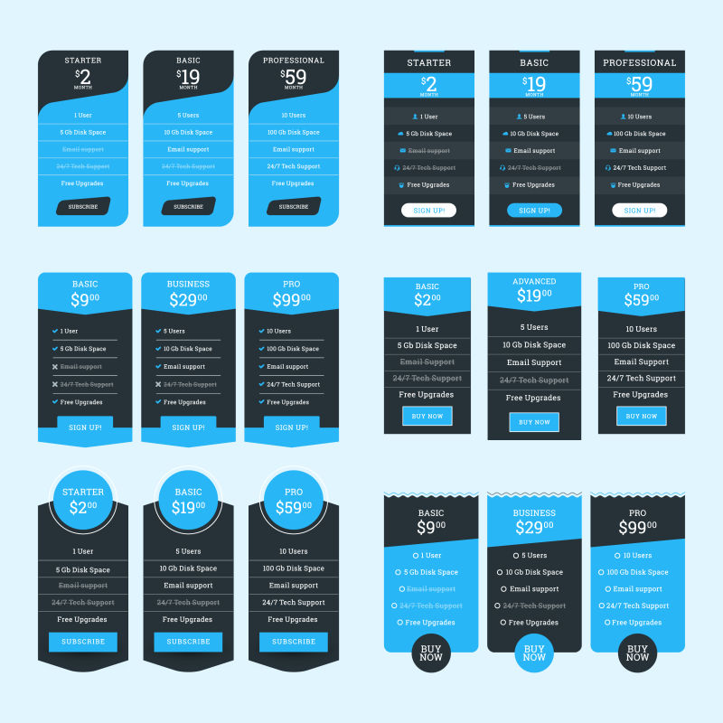 矢量网站定价标签设计样板图