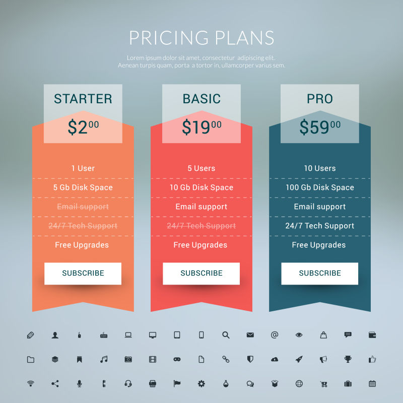 矢量三色网站价格标签设计样板