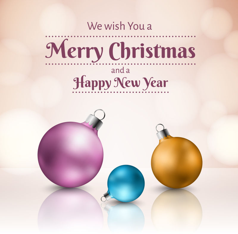 矢量彩色圣诞铃铛背景设计插图