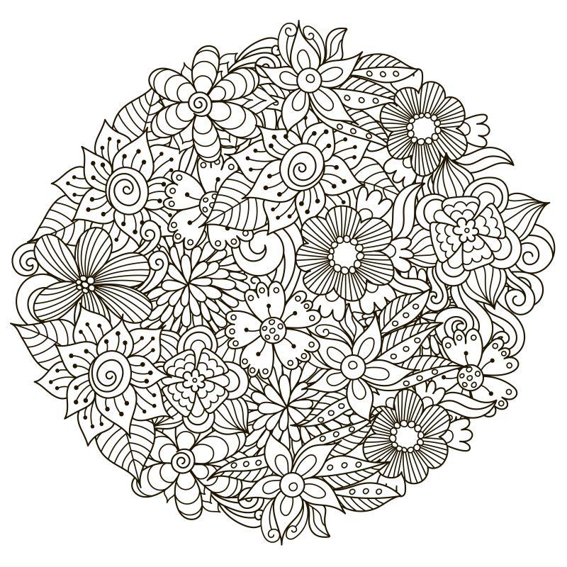 矢量圆形花卉图案