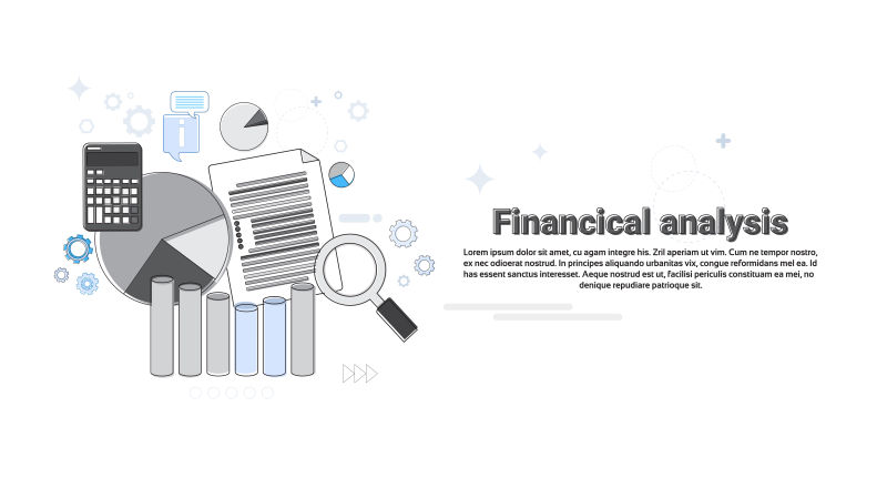 金融分析业务网络横幅矢量插图
