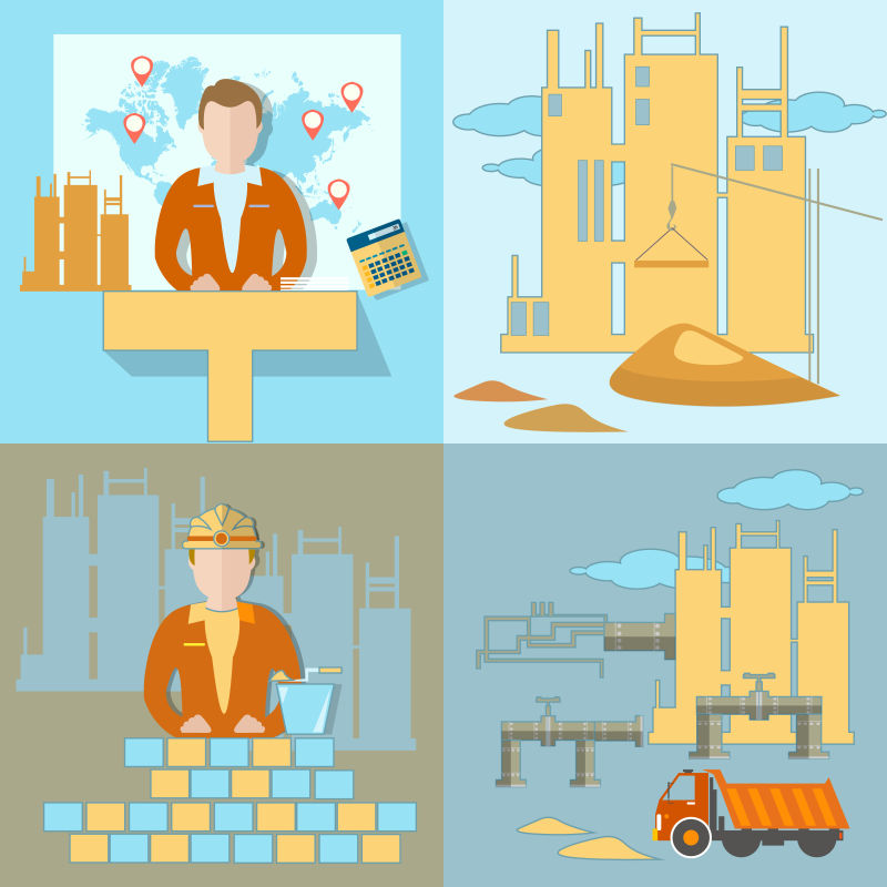 矢量管道商业建筑施工