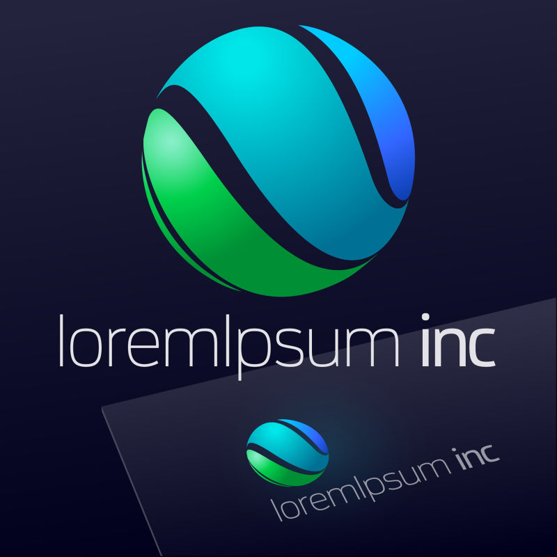 蓝绿色创意圆形logo设计矢量