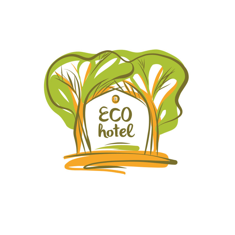 简笔画树林logo设计矢量