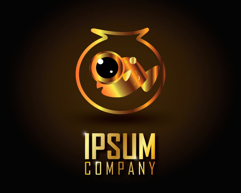 金色小鱼创意矢量图标