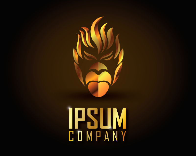 金色猴头矢量标志