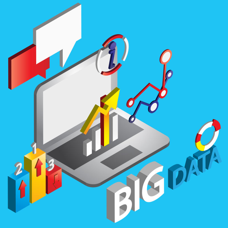 等距3D图形中信息图形的平面设计矢量